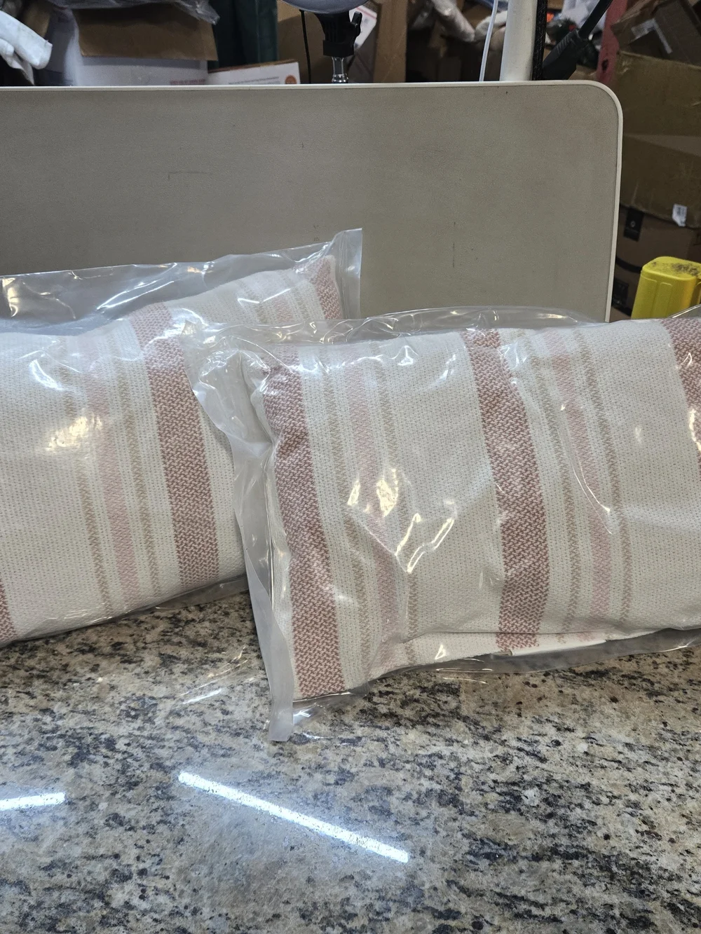 Set Of 2 Target Pink and Cream Striped Accent Pillow Pair